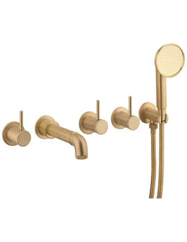 Crosswater MPRO Industrial 5 Hole  Brass Bath Filler Tap With Spout And Handset - Image